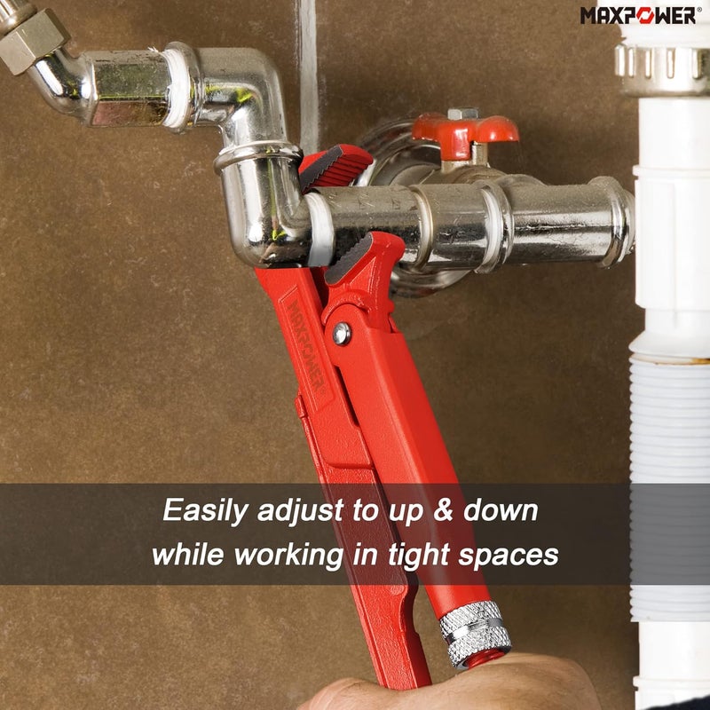 Max Power 15 inch Swedish Pipe Wrench, 90 Degree Angled - Image 5